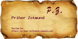 Priher Zotmund névjegykártya